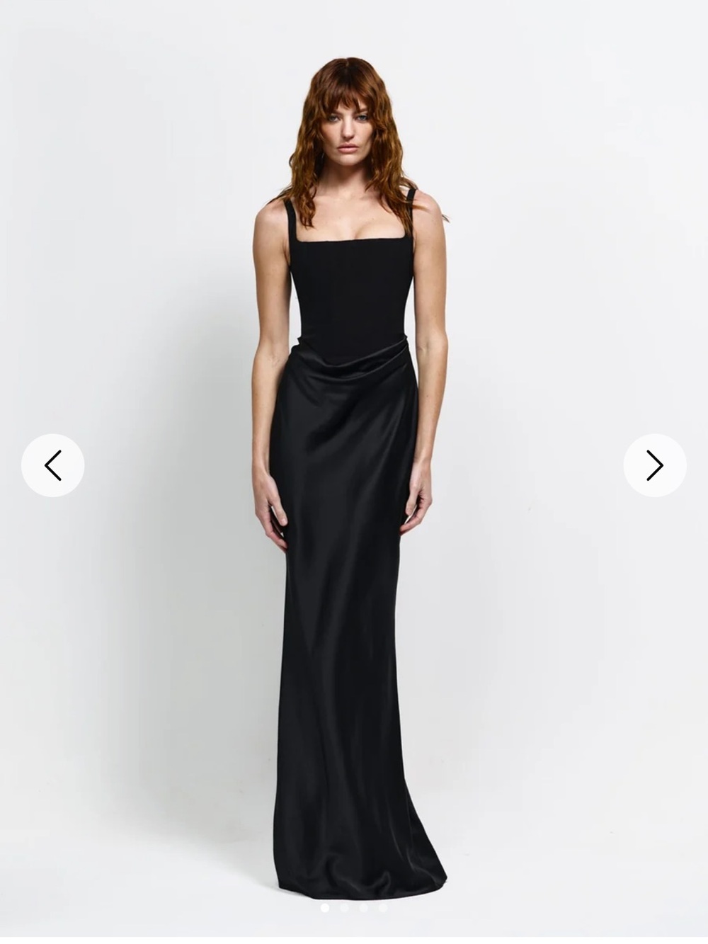 Black Square-Neck Maxi Satin Dress